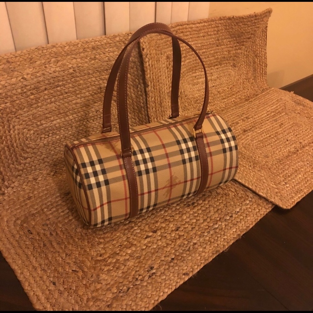 Burberry Check Barrel Tote